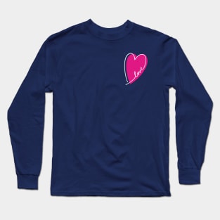 Pink Heart Love Letters Line Art Long Sleeve T-Shirt